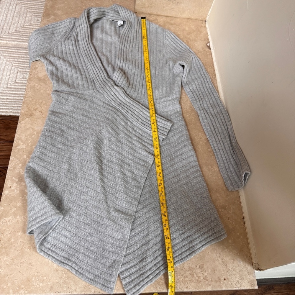 Autumn Cashmere Light Gray Open Front Ribbed Cashmere Cardigan Womens Size S - Picture 11 of 14
